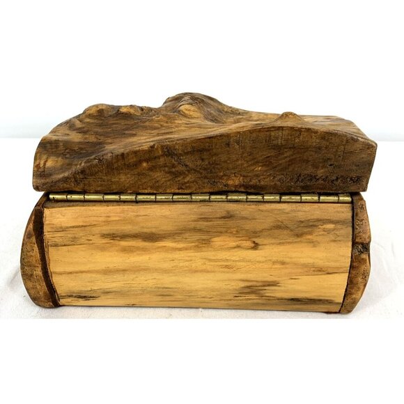Burl Wood Jewelry Trinket Lined Hand Crafted 10 x 7 x 6" - Picture 3 of 7